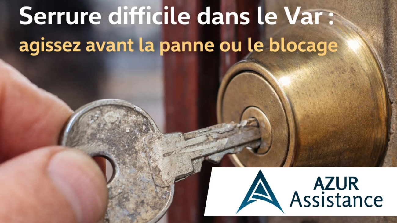 Serrure difficile dans le Var avec clé insérée dans un cylindre de porte