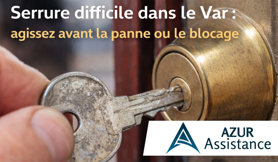 Serrure difficile dans le Var avec clé insérée dans un cylindre de porte